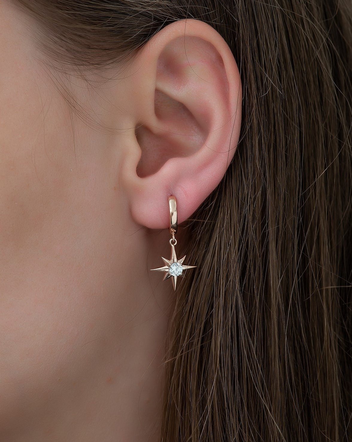 Lou Zircon Pole Star Earrings - ARTSY SILVER