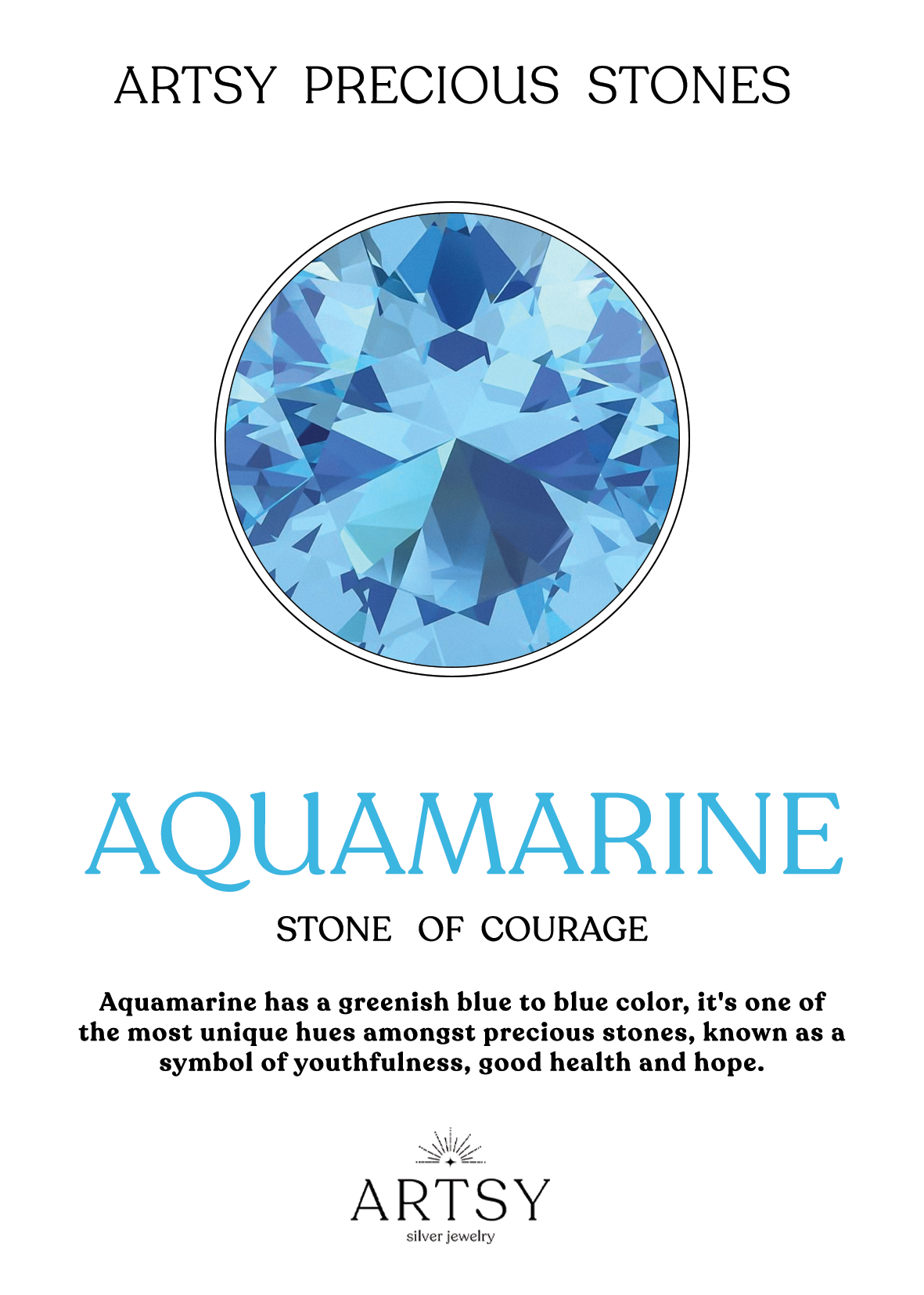 Aquamarine Stone Winged flying heart necklace
