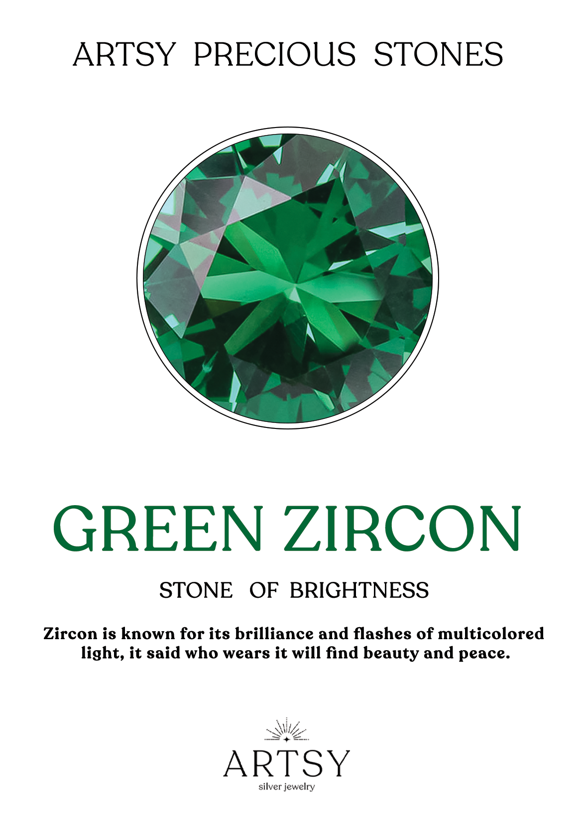 Green drop zircon stone necklace