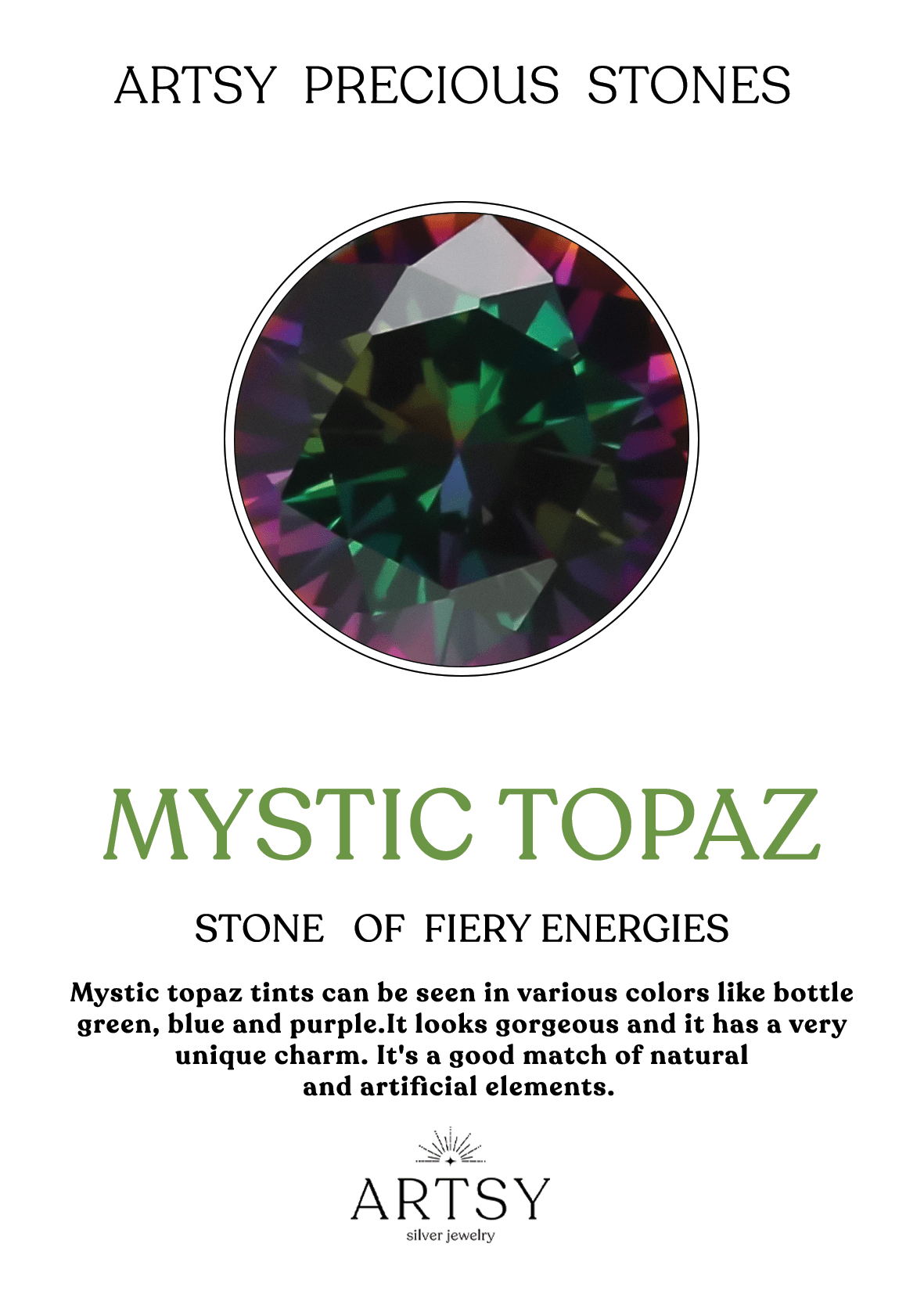 Drop Mystic Topaz Stone Necklace - ARTSY SILVER